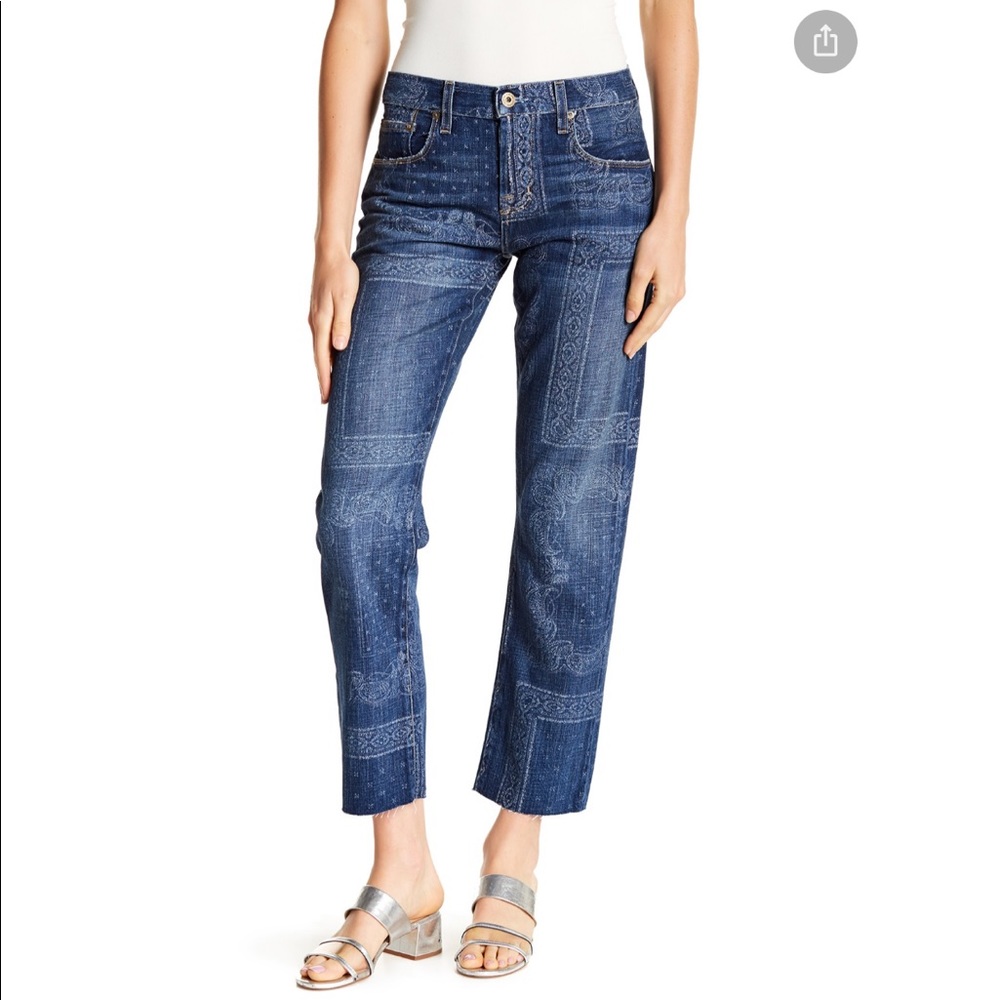 Current/Elliott Crossover Straight Bandana Jeans